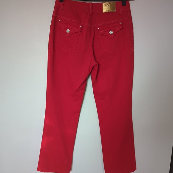 Tuzzi Italy Women's  Red Stretch Soft Denim Jean Pants, Size US 10, F 40 - Picture 3 of 7